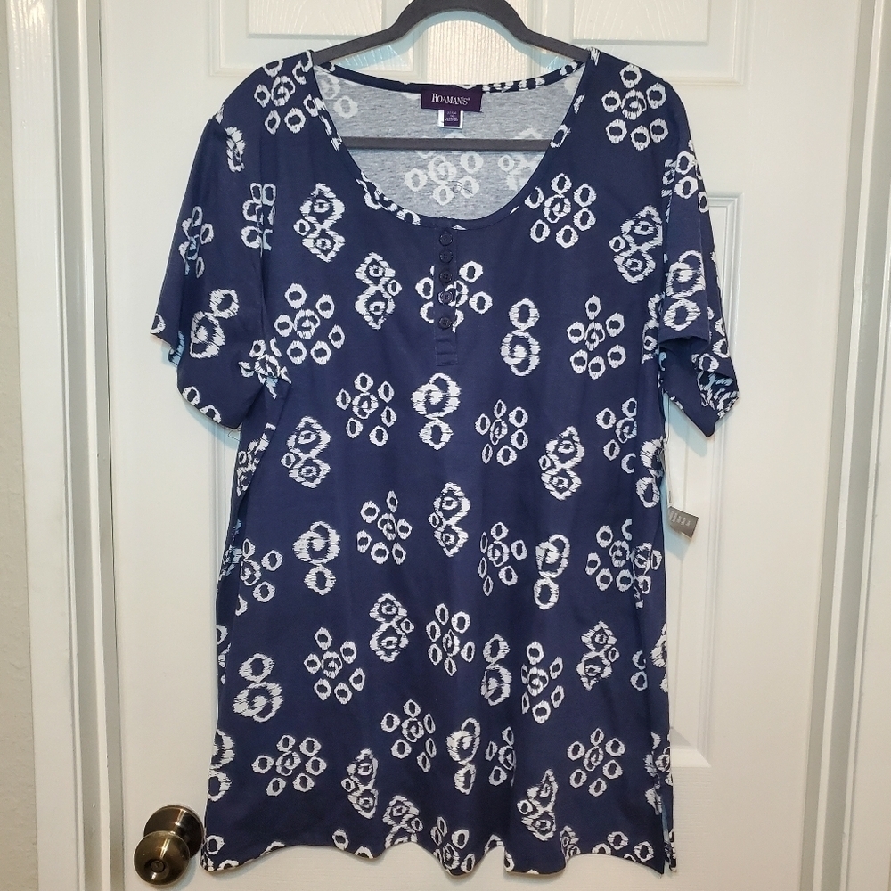 Roaman's 2 Piece Casual Top And Capri Sz 22/24 Purple /White